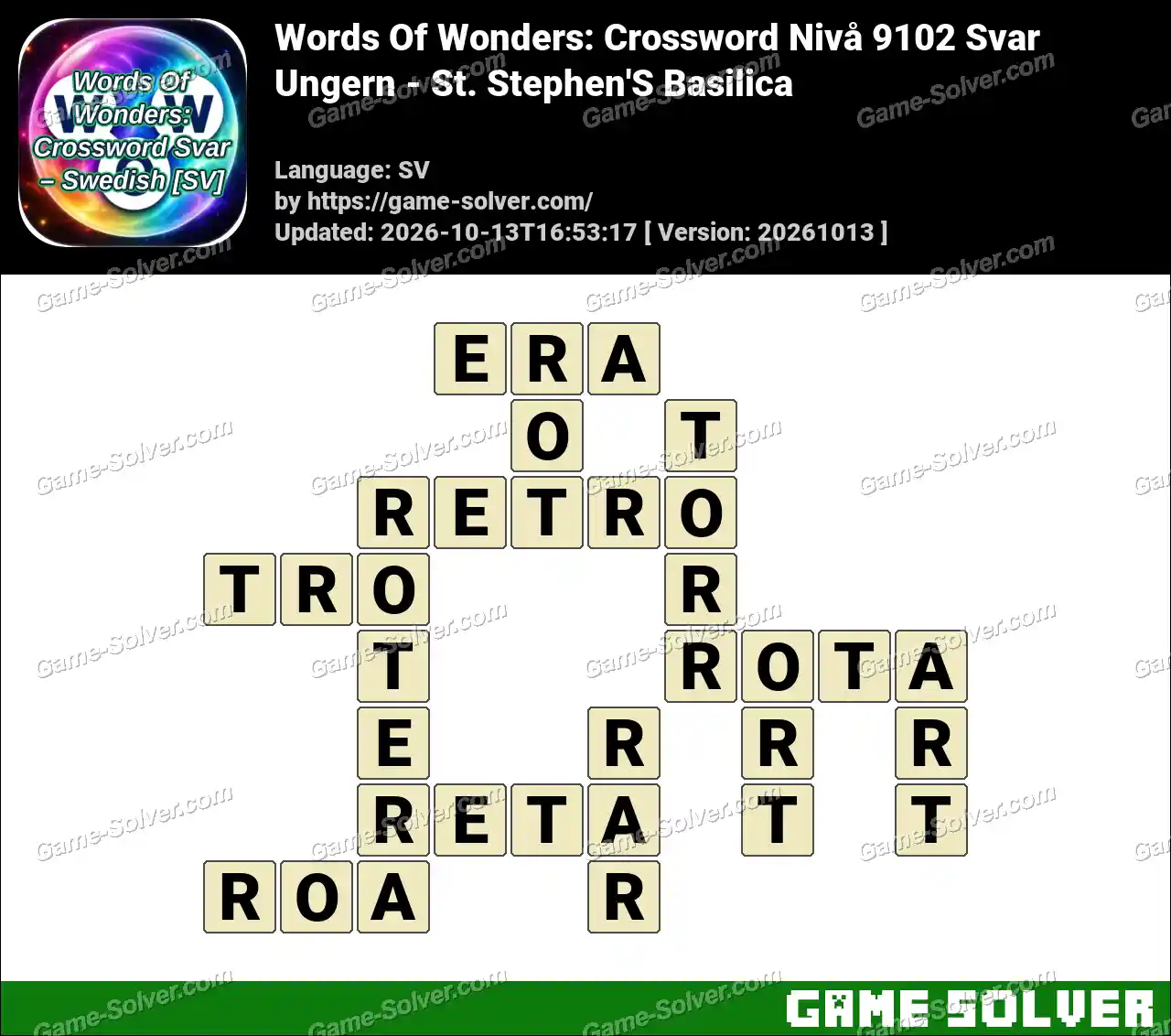 Words Of Wonders: Crossword Nivå 9102 Svar – Ungern – St. Stephen’S Basilica